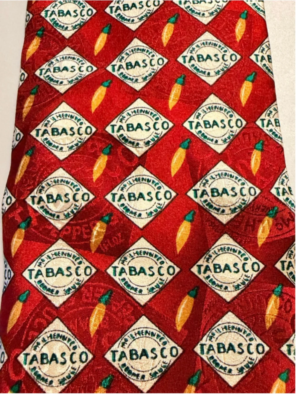 Tabasco Brand Novelty Silk Ties Lot of 2 Neckties Peppers and Geometric